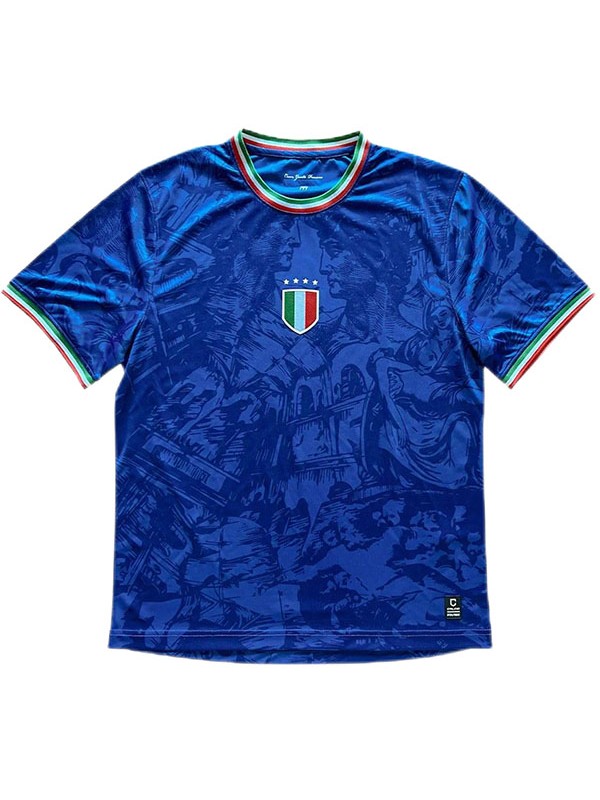 Italy maillot de football italien version TV adulte deuxième uniforme de football kit de football bleu pour hommes hauts chemise de sport 2024-2025